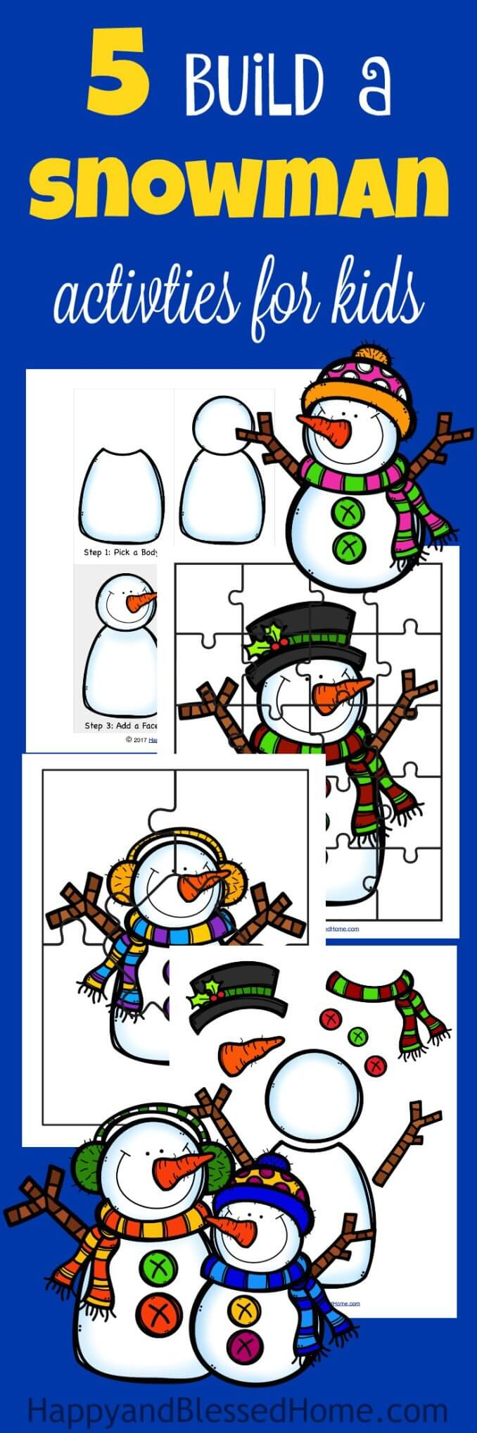 Free 5 Build A Snowman Activities Printable Pack - Happy And Blessed - Printable Snowman Puzzle