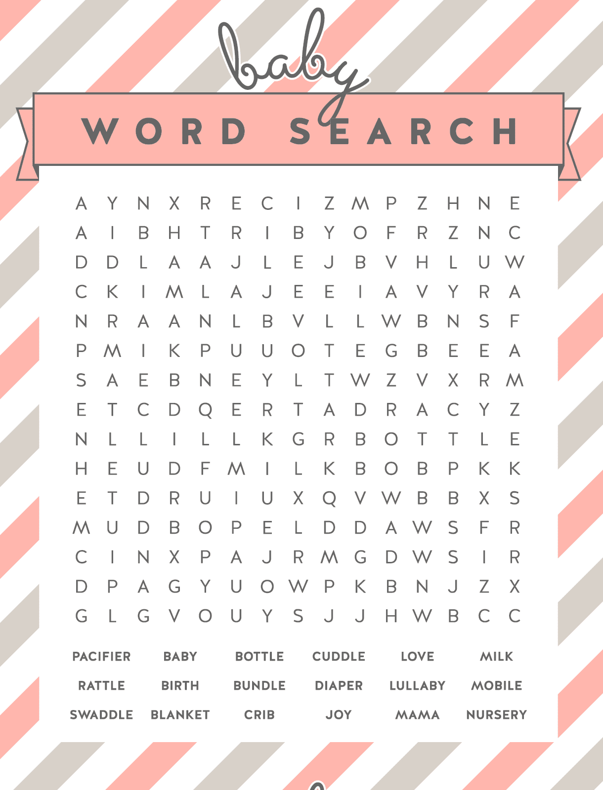 Free Baby Shower Word Search Puzzles - Printable Baby Shower Crossword Puzzle Game