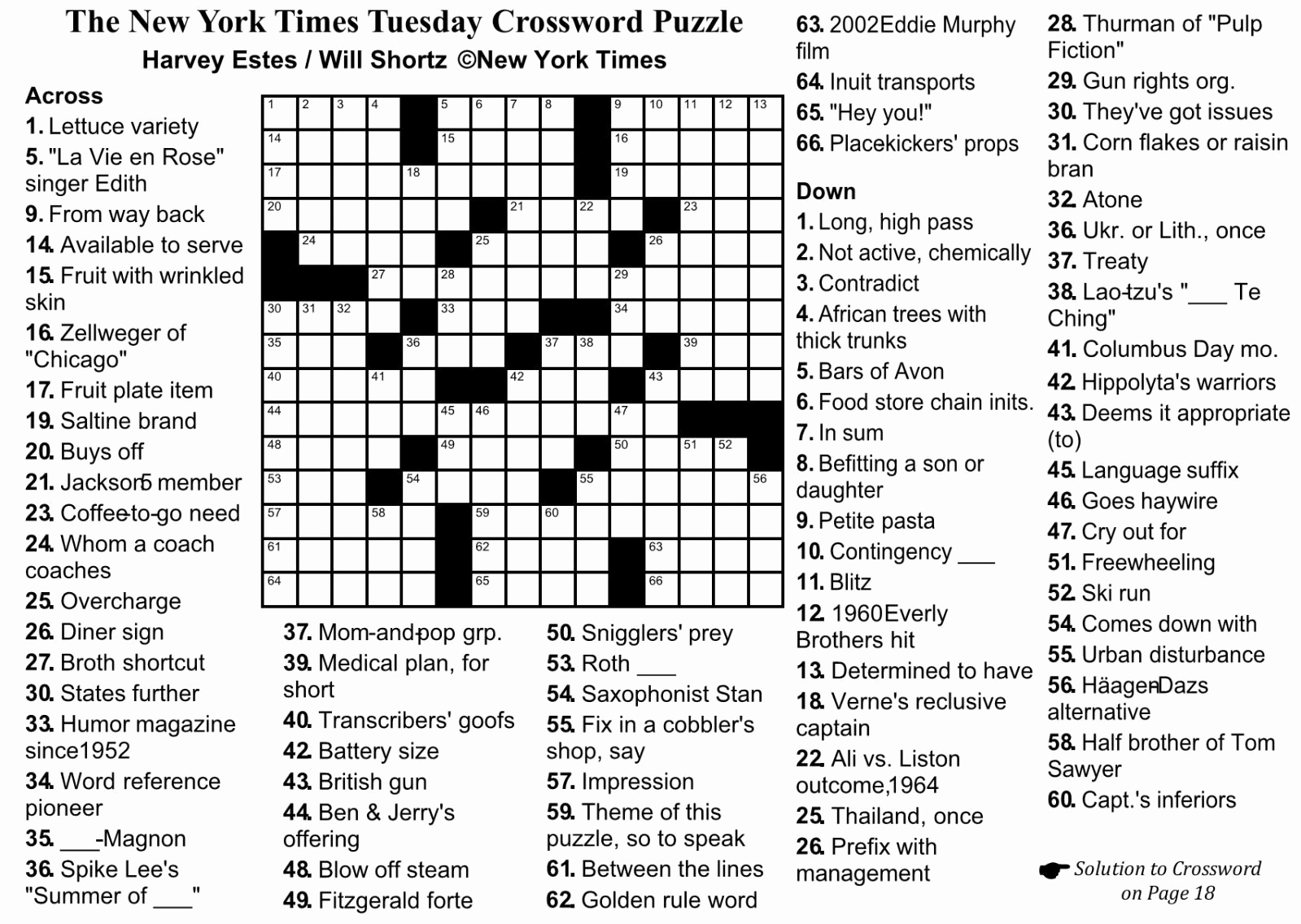 Free Crossword Puzzles Printable Or New York Times Crossword Puzzle - Nyt Printable Crossword Puzzles