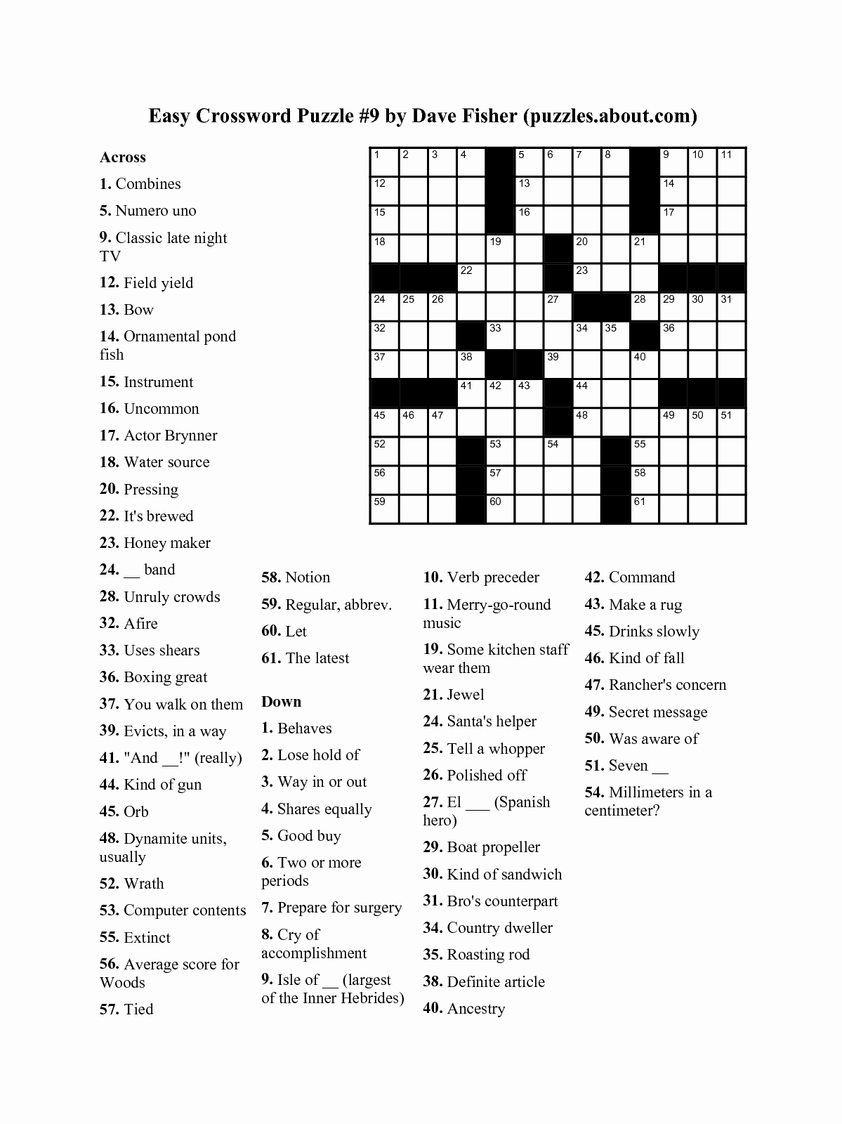 Free Daily Printable Crossword Puzzles Of Daily Crossword Puzzles - Printable Crossword Puzzles For Free