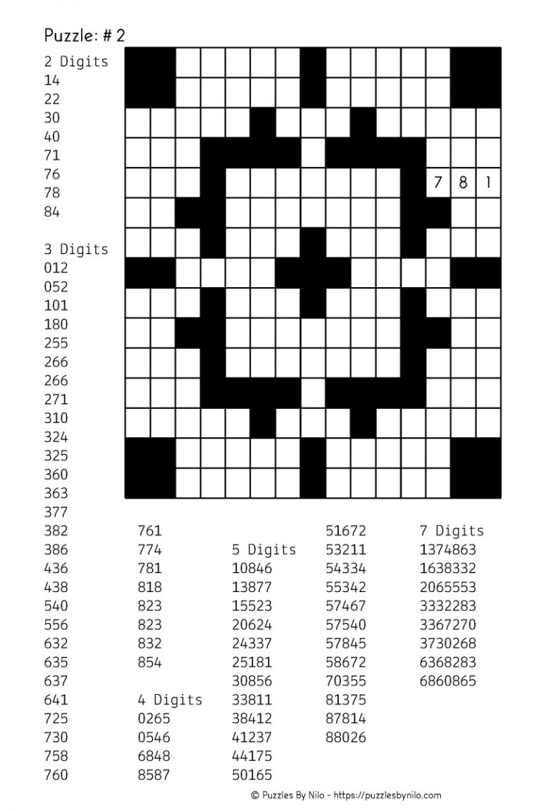 online number fill in puzzles