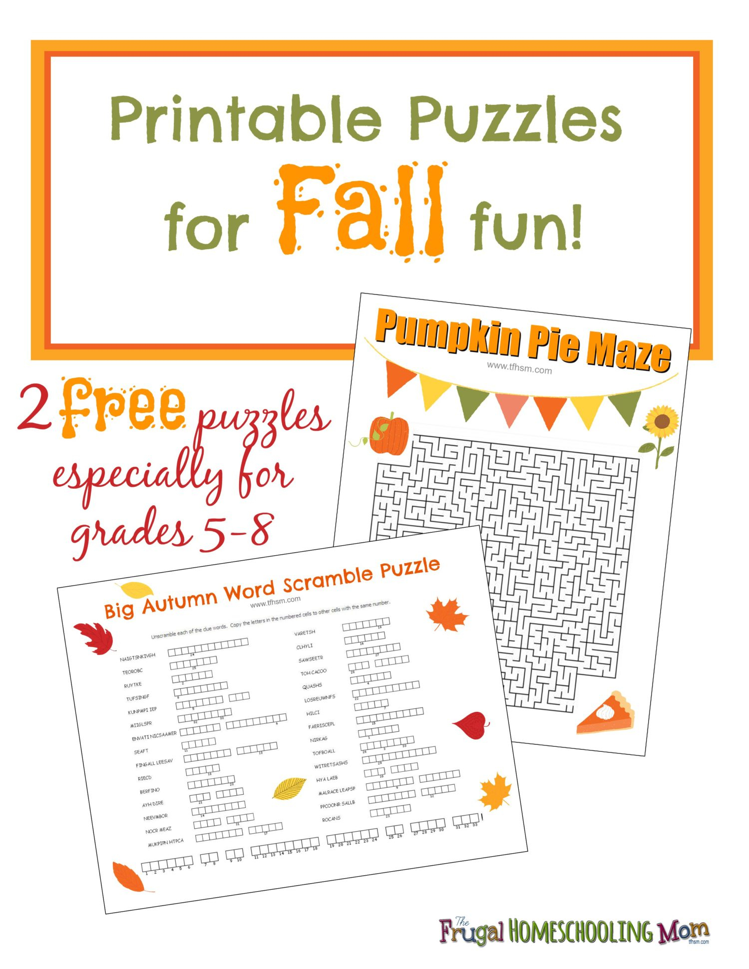Free Fall Printable Puzzles – The Frugal Homeschooling Mom Aka Tfhsm - Printable Puzzles For Middle School