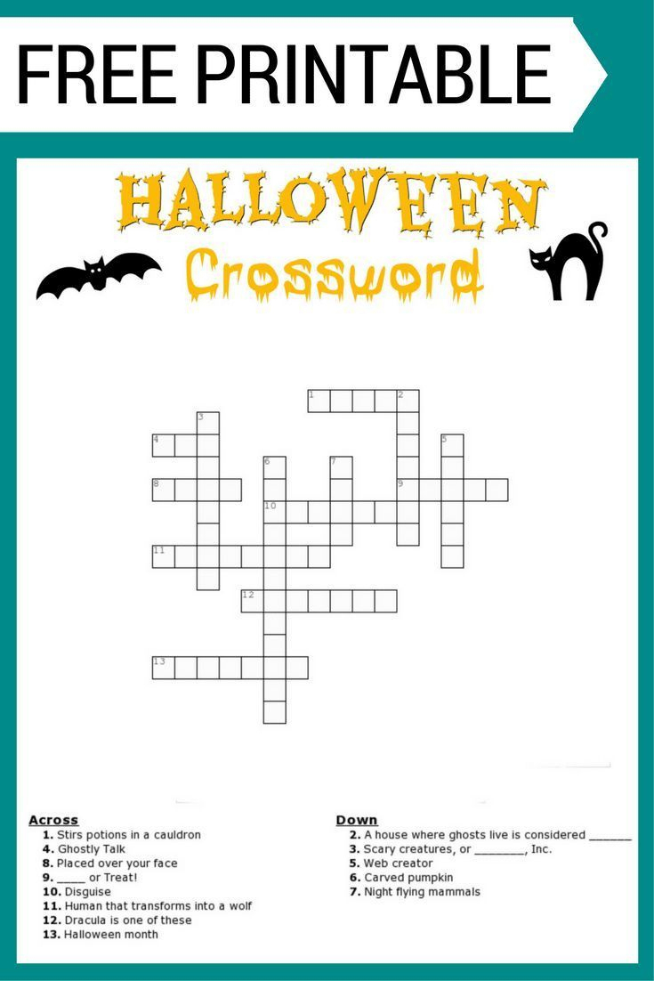 Free Halloween Crossword Puzzle #printable Worksheet Available Both - Halloween Crossword Puzzle Printable 3Rd Grade