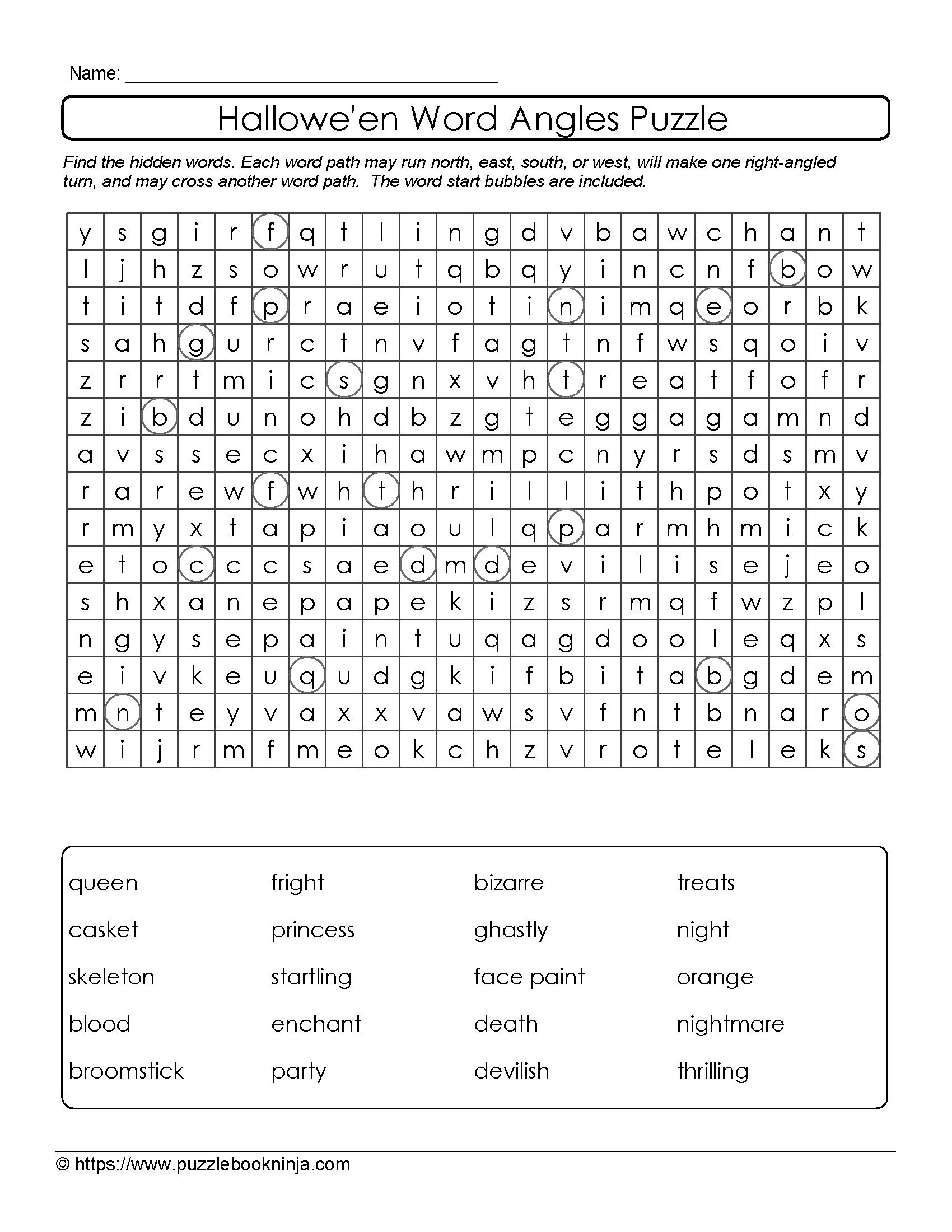 Free Halloween Word Search Printable Puzzle. Word Start Bubbles. All - Printable Halloween Puzzle