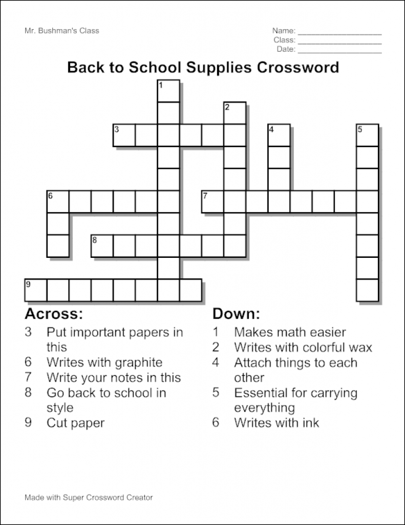 Create Your Own Crossword Puzzle Printable Printable Crossword Puzzles