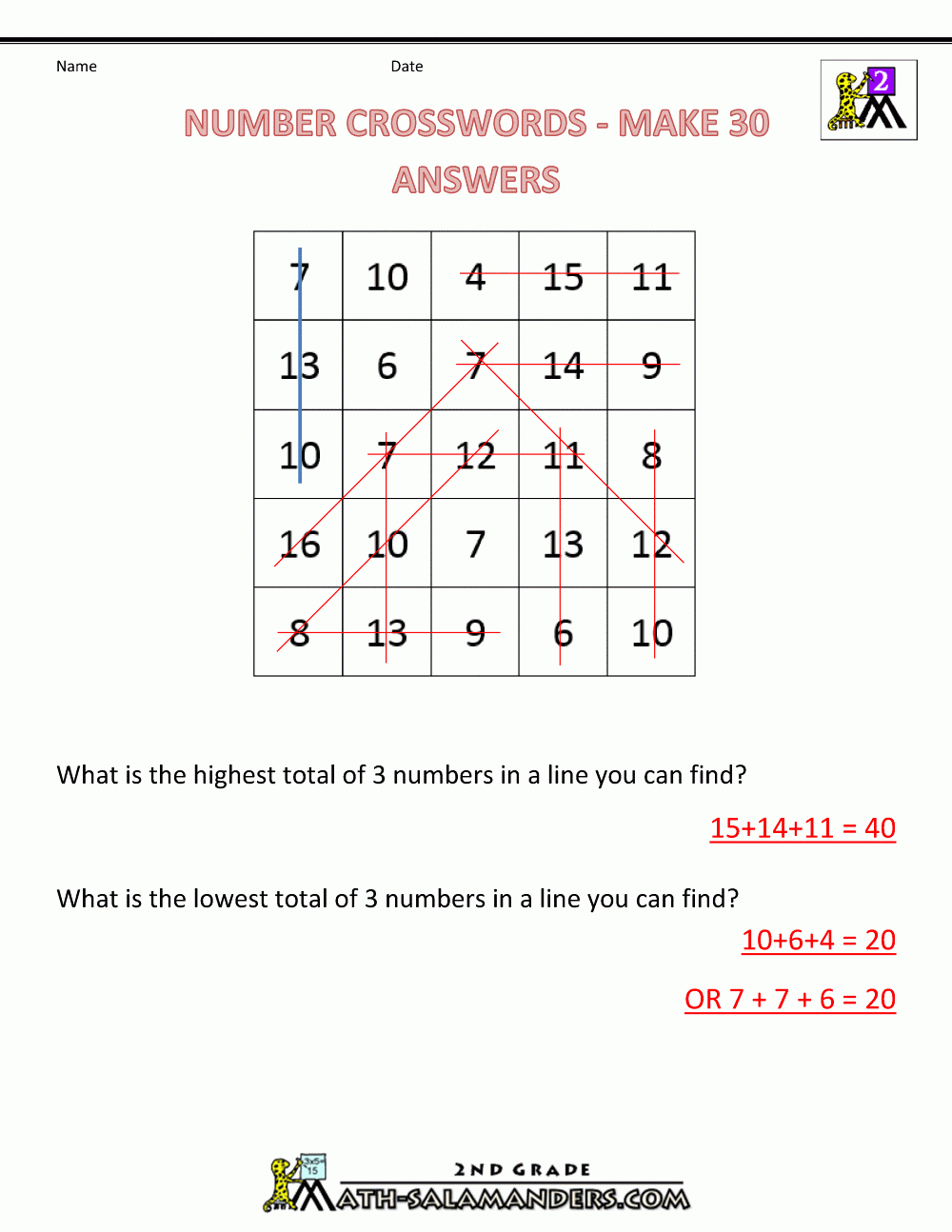 Free Math Puzzles - Addition And Subtraction - Free Printable Math Crossword Puzzles