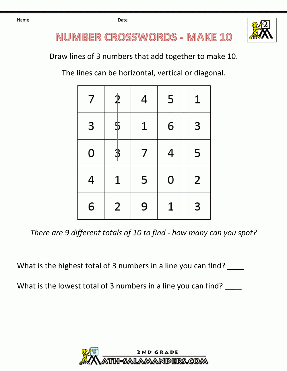 Free Math Puzzles - Addition And Subtraction - Grade 2 Crossword Puzzles Printable