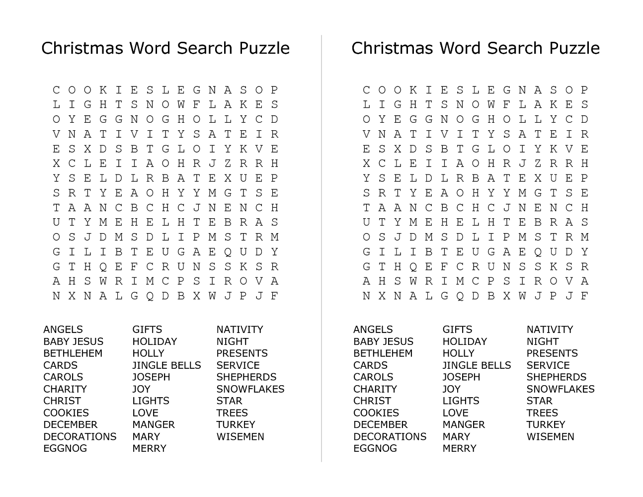 Free Printable Christmas Word Search Puzzles – Festival Collections - Printable Nativity Puzzle