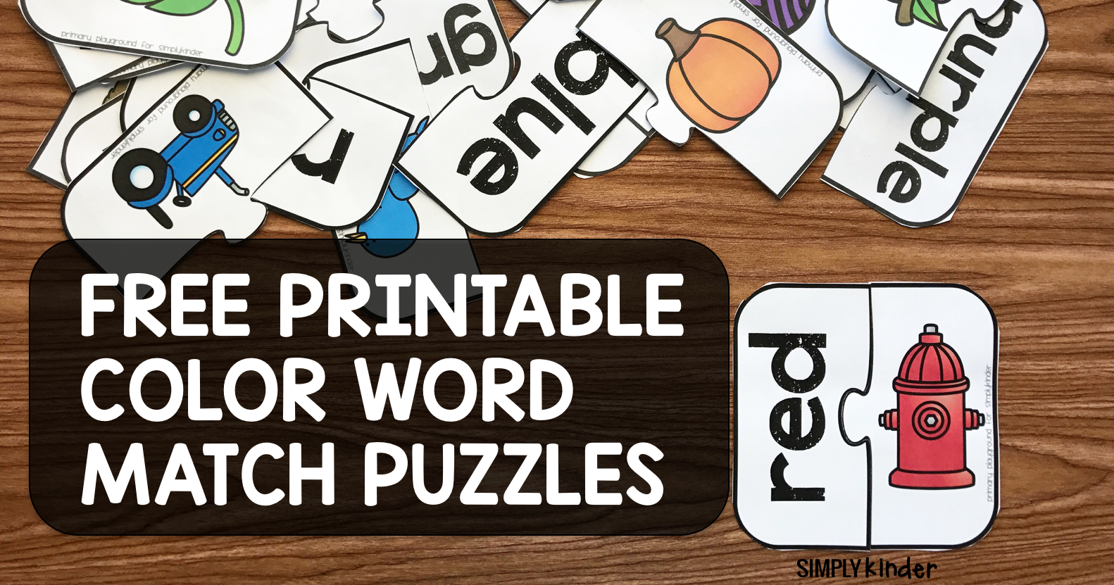 Free Printable Color Word Match Puzzles - Simply Kinder - Printable Office Puzzles