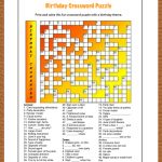 Free Printable Crossword Puzzle For Kids. The Theme Of This Puzzle   Printable Birthday Crossword Puzzles