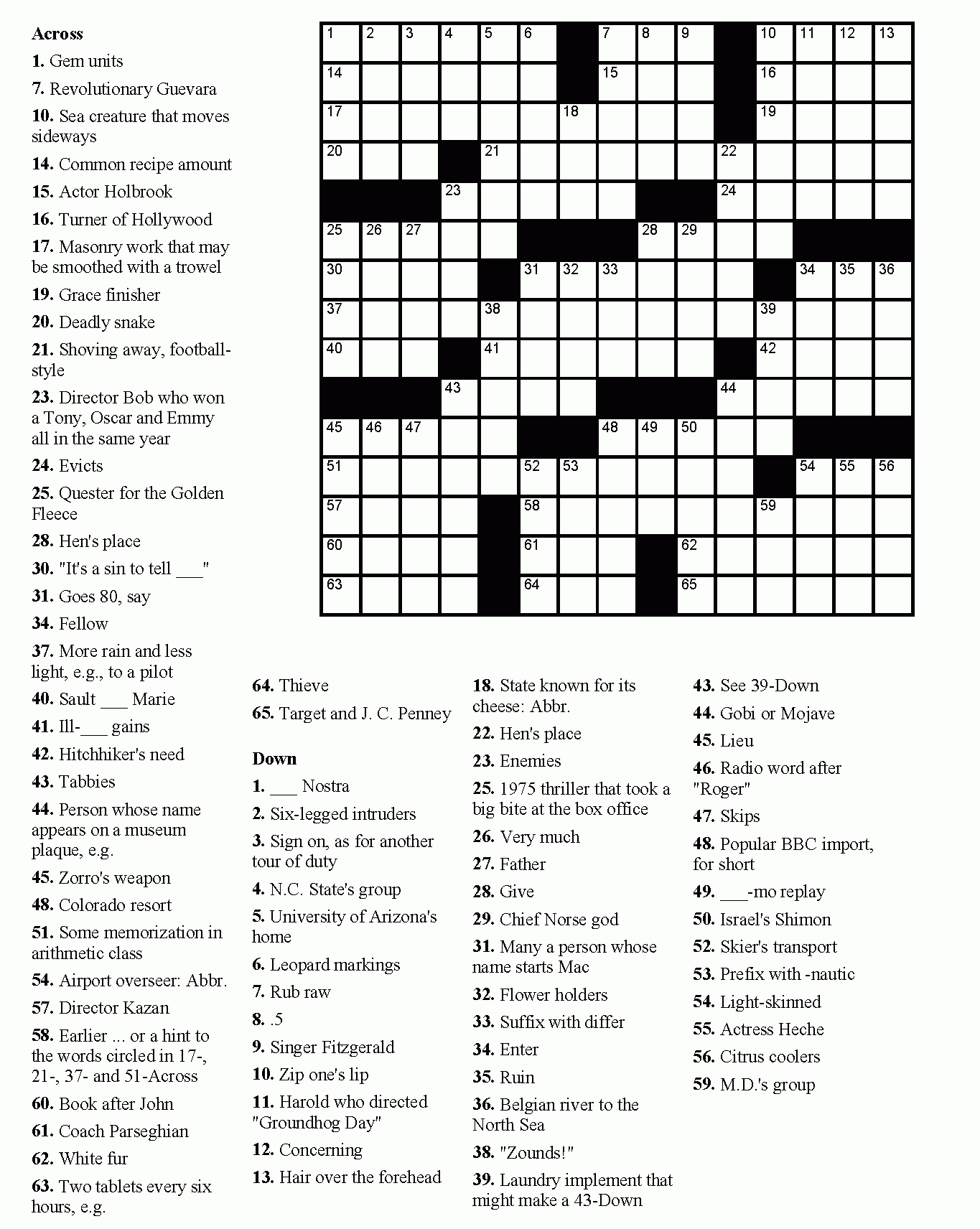 Free Printable Crossword Puzzles Easy For Adults | My Board | Free - Free Printable Crossword Puzzle #1