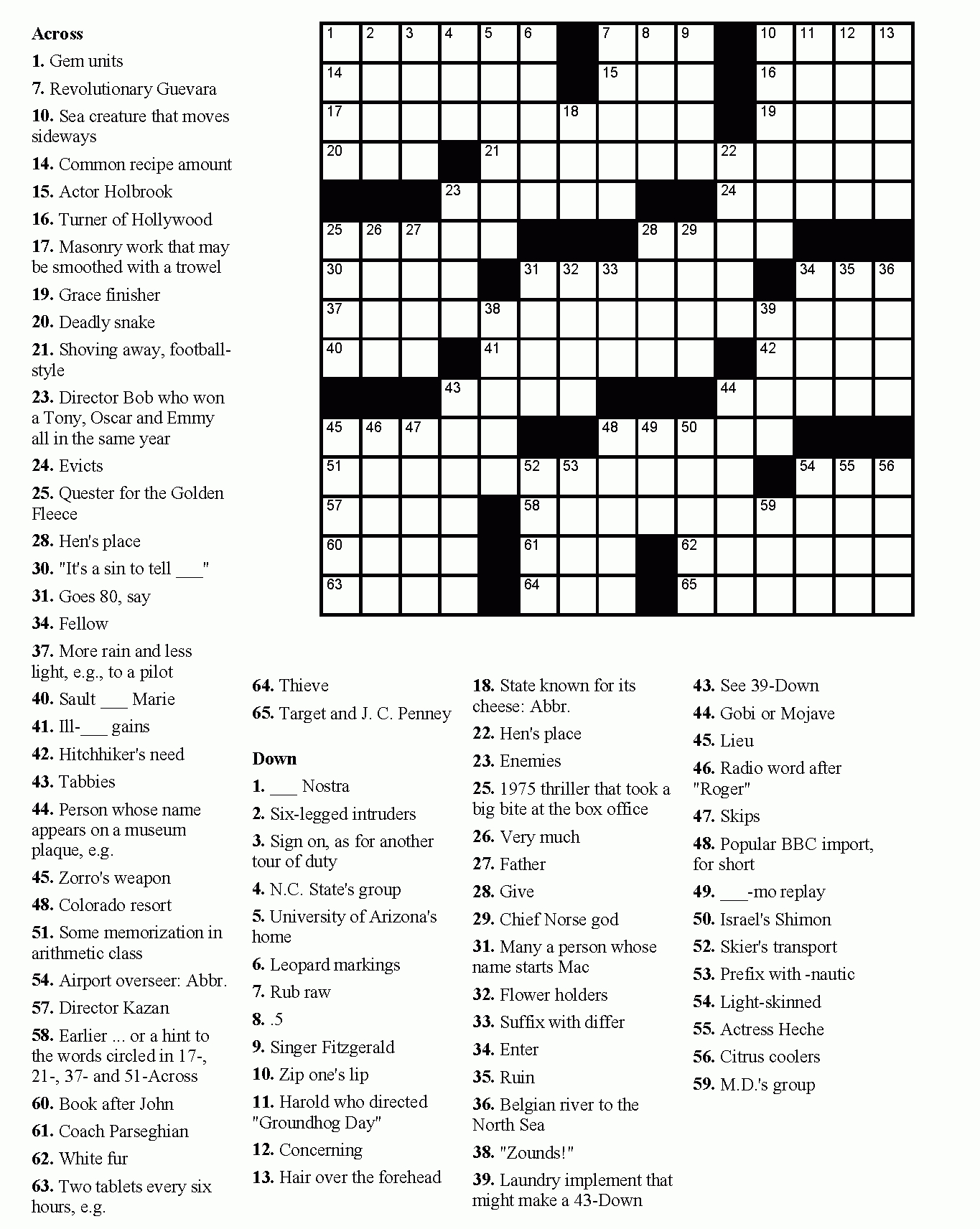 Printable Crosswords For Young Adults Printable Crossword Puzzles