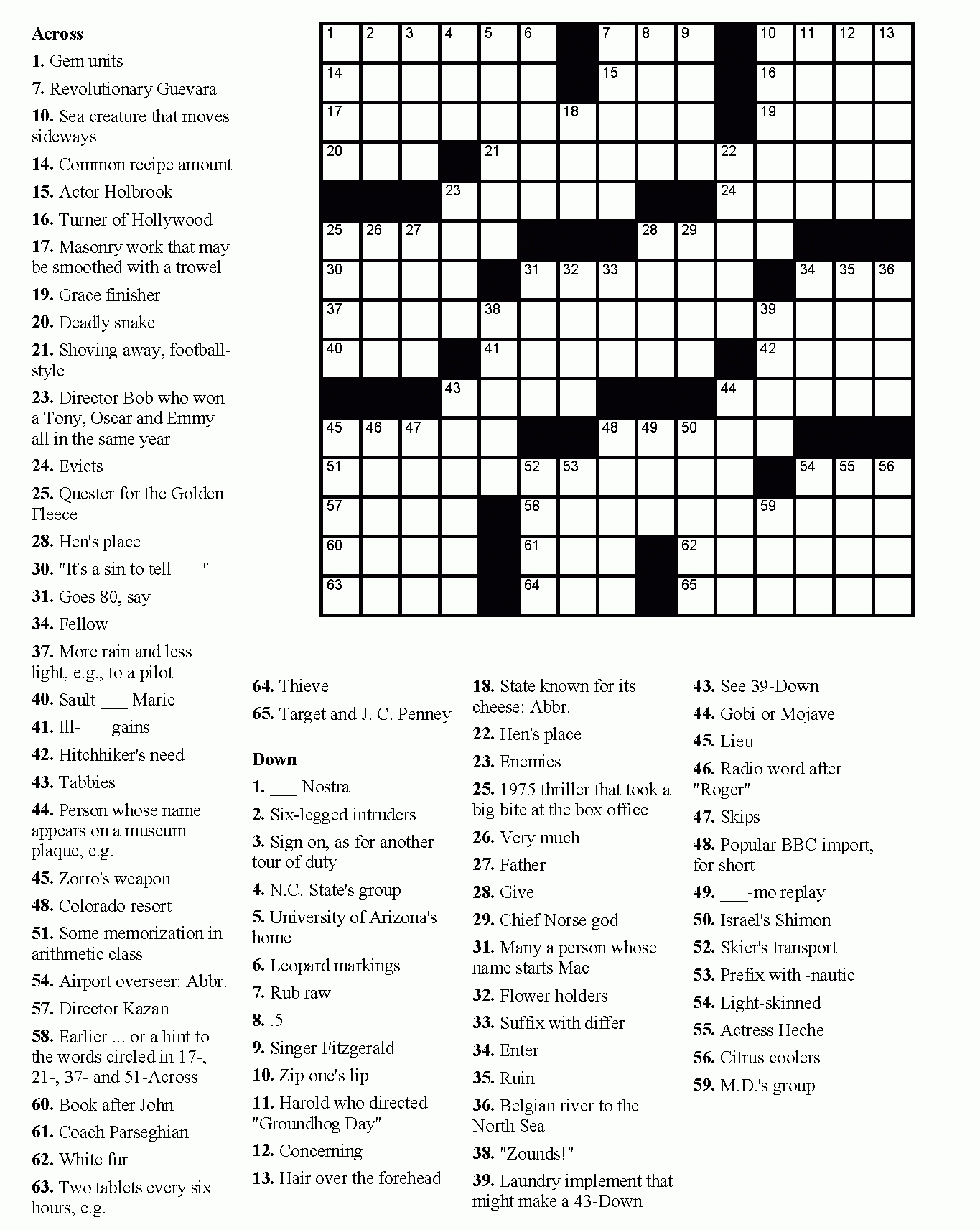 Free Printable Crossword Puzzles Easy For Adults | My Board - Free - Printable Puzzle For Adults