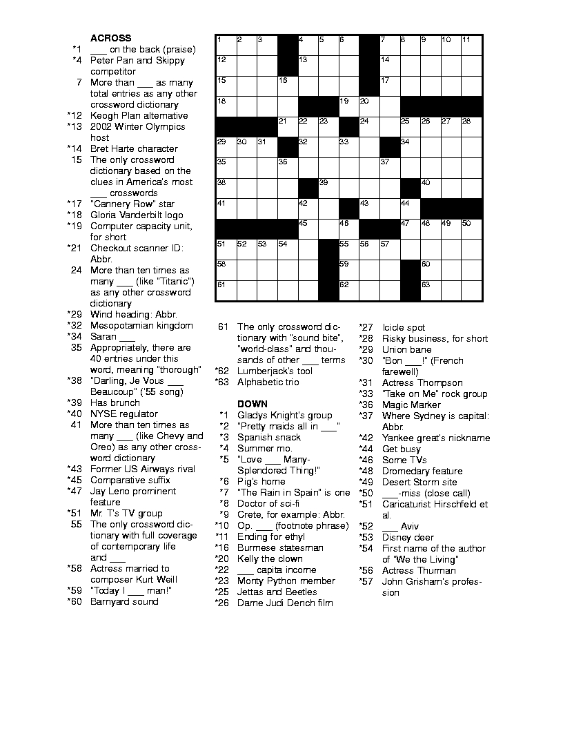 free daily printable crossword puzzle