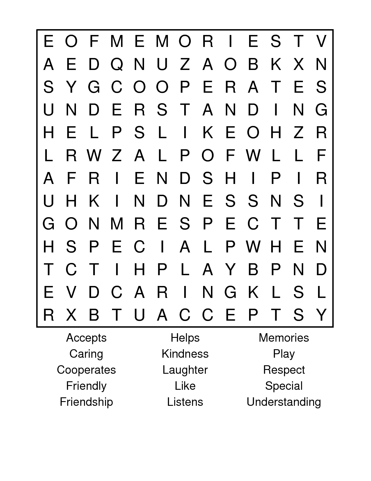 Free Printable Friendship Word Search | Scope Of Work Template - Printable Crossword Puzzles On Anger Management