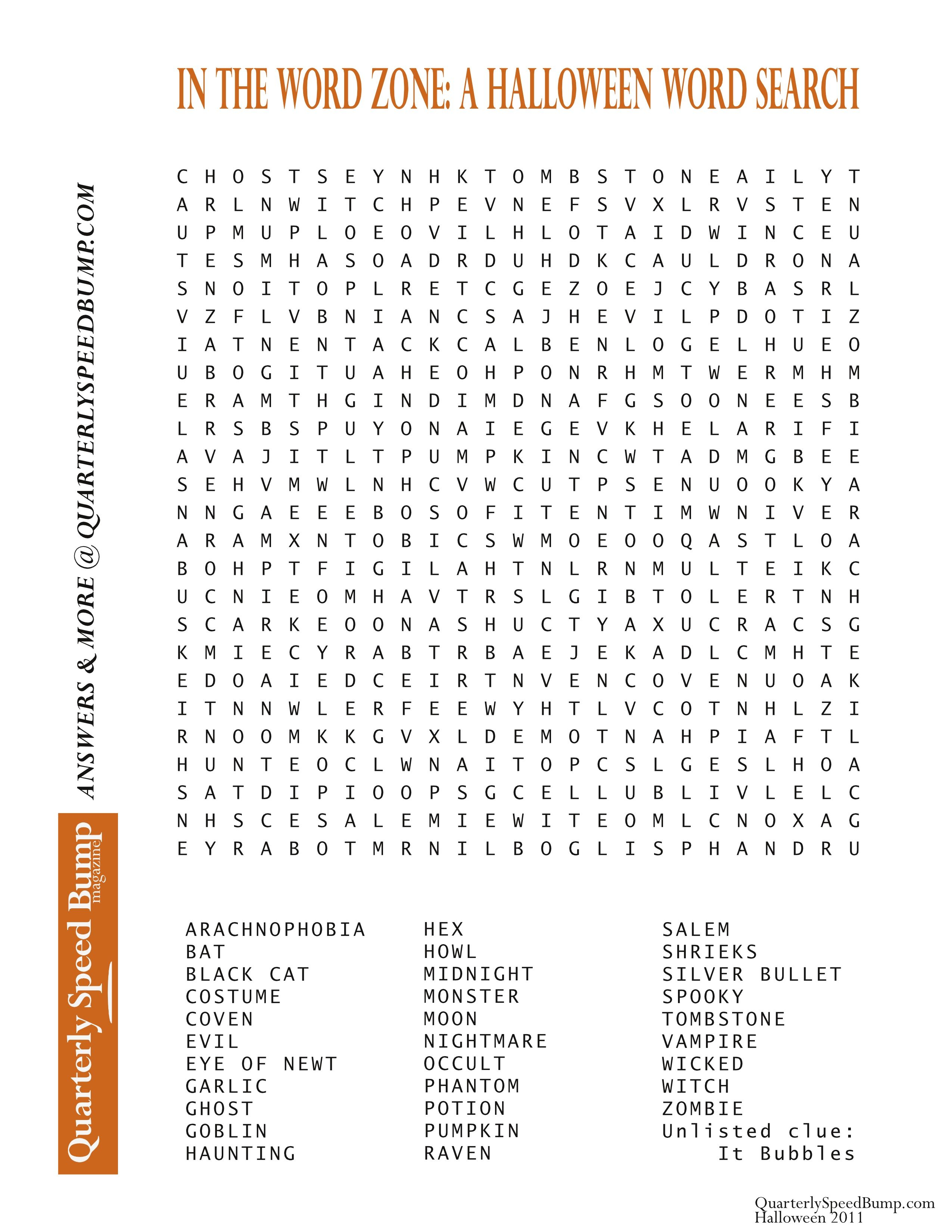 Free Printable Halloween Word Search Puzzles | Halloween Puzzle For - Free Printable Themed Crossword Puzzles Halloween