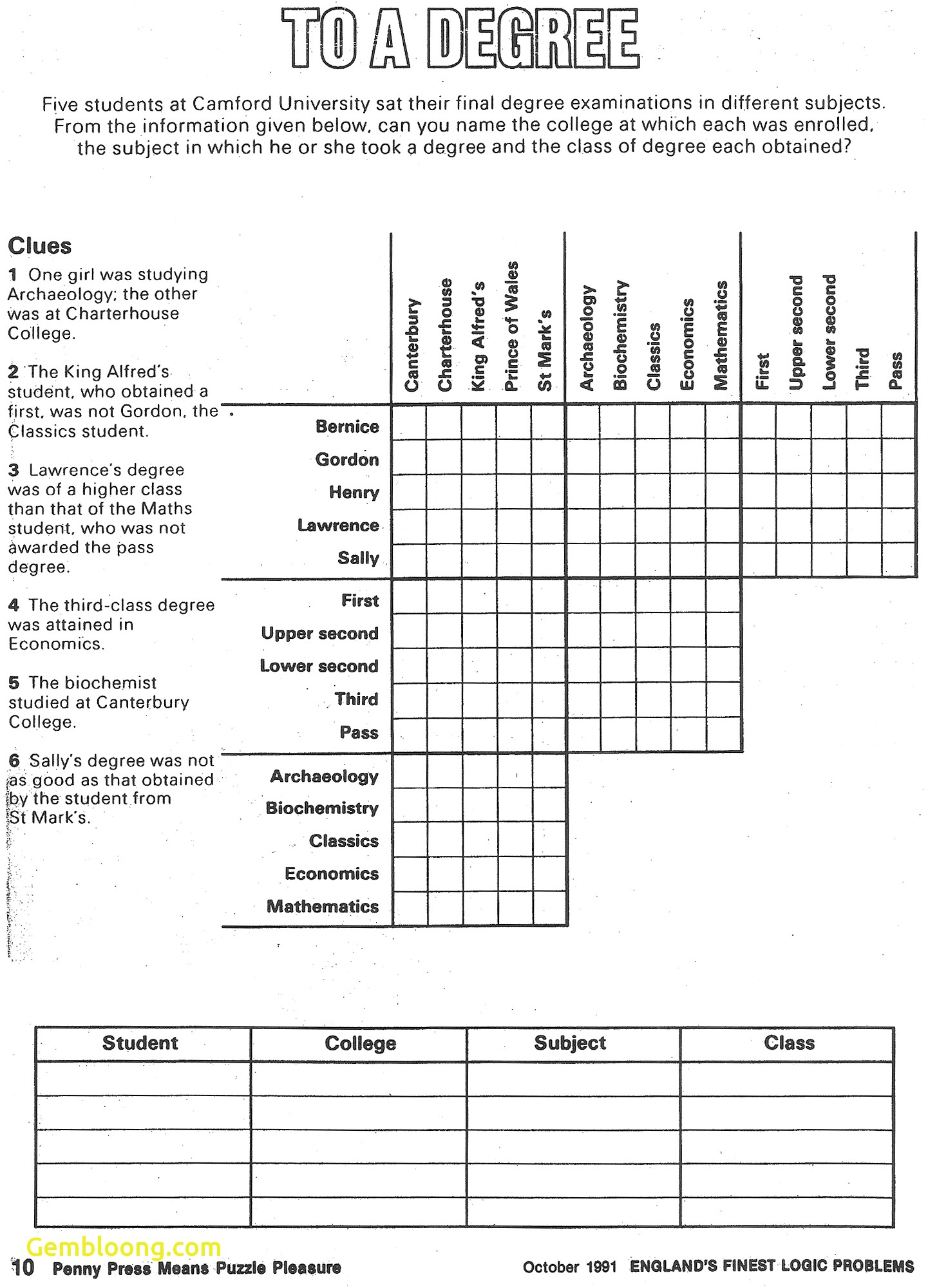 Free Printable Logic Puzzles For High School Students | Free Printables - Printable Logic Puzzle