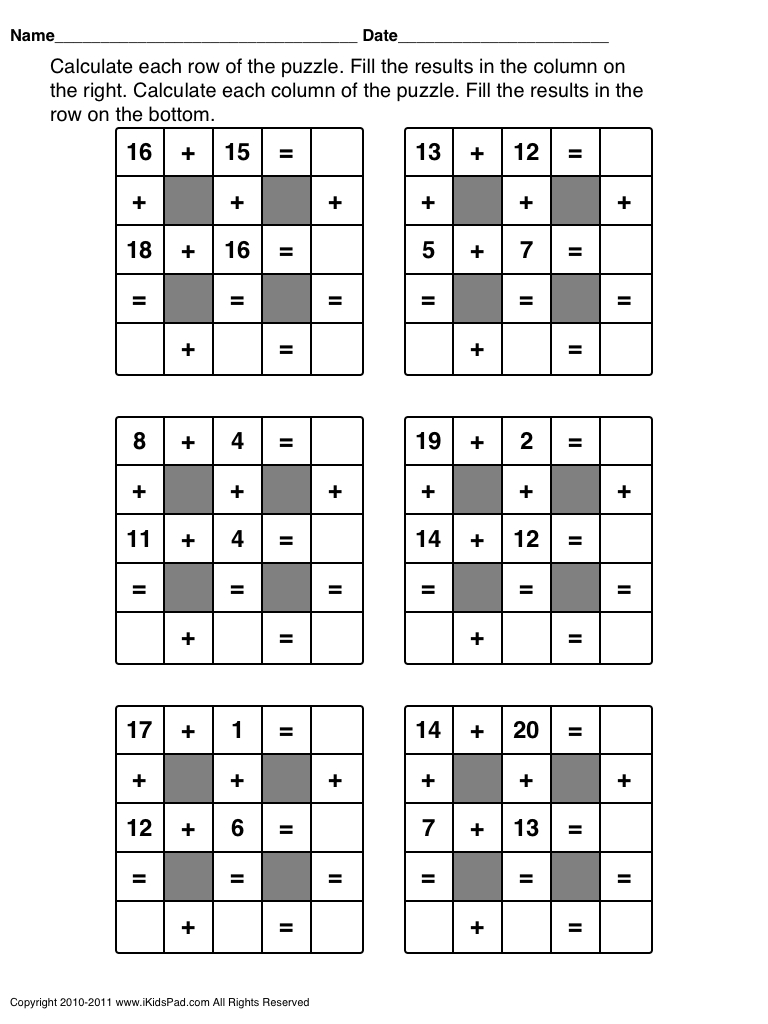 Free Printable Math Games For First Grade Students | Clasa 0 | Maths - Printable Crossword Puzzles For 1St Graders