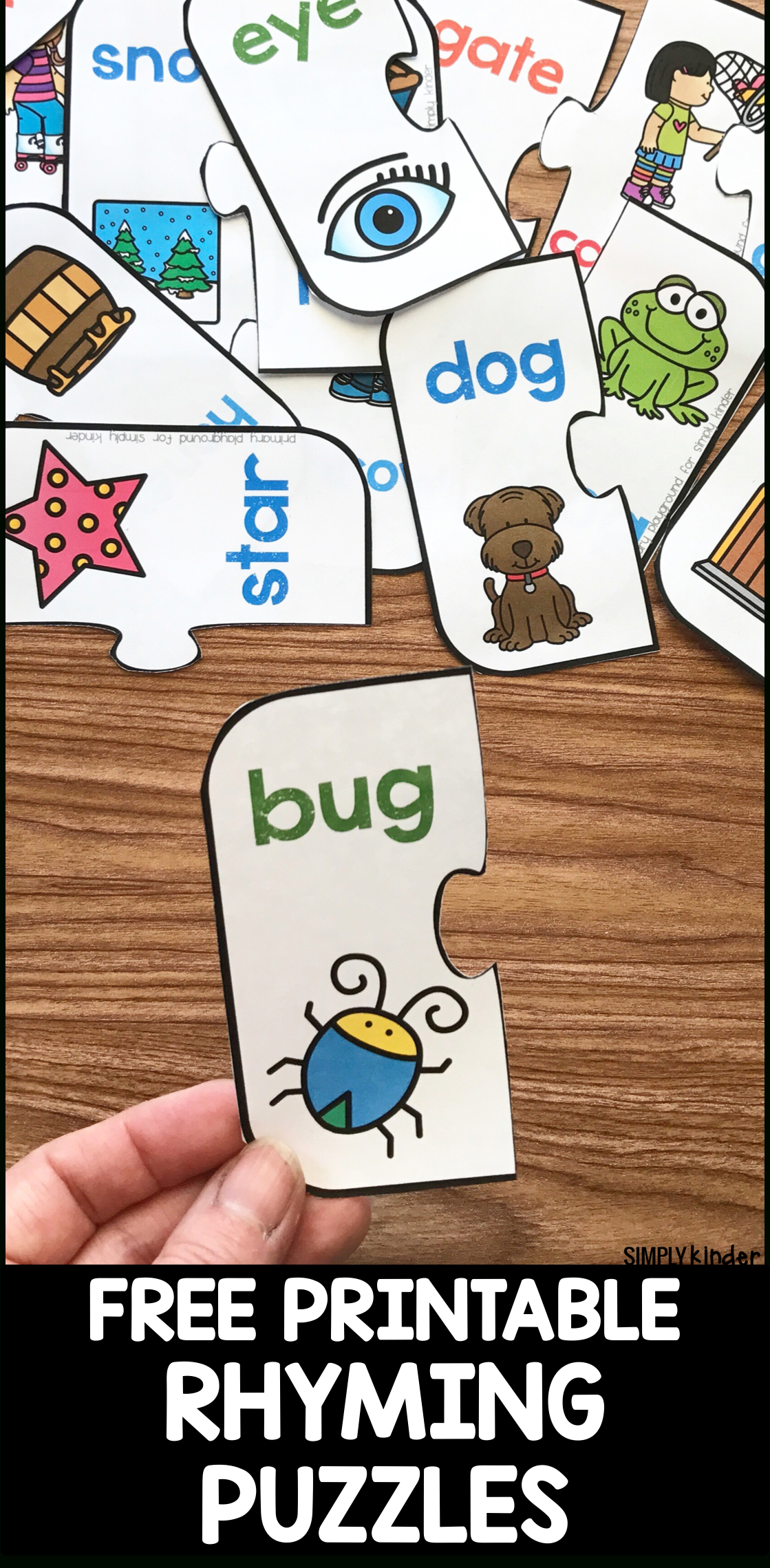 Free Printable Rhyming Puzzles - Simply Kinder - Printable Puzzles Preschool