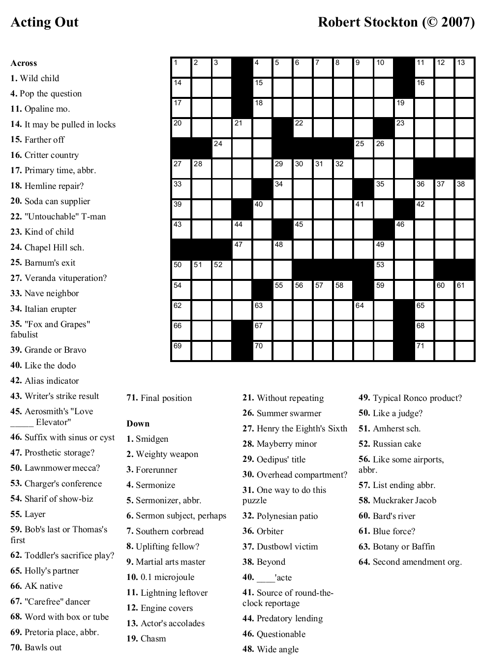 Free Printable Sunday Crossword Puzzles | Free Printables - Entertainment Crossword Puzzles Printable