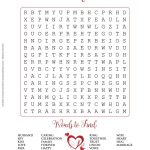 Free Printable   Valentine's Day Or Wedding Word Search Puzzle In   Free Printable Wedding Crossword Puzzle