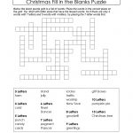 Freebie Xmas Puzzle To Print. Fill In The Blanks Crossword Like   Crossword Puzzles Printable 8Th Grade