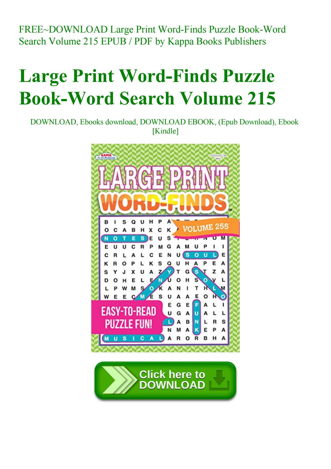 Free~Download Large Print Word-Finds Puzzle Book-Word Search Volume - Printable Puzzle Book Pdf