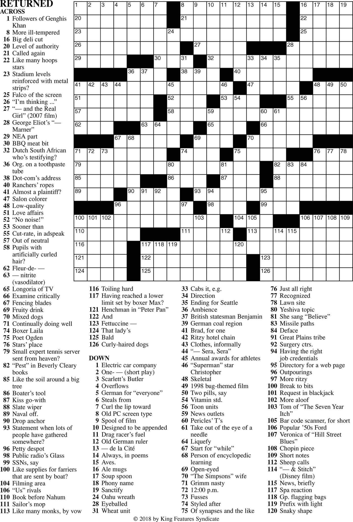 Free Printable Sunday Crossword Puzzles / Merl Reagle Fill Online