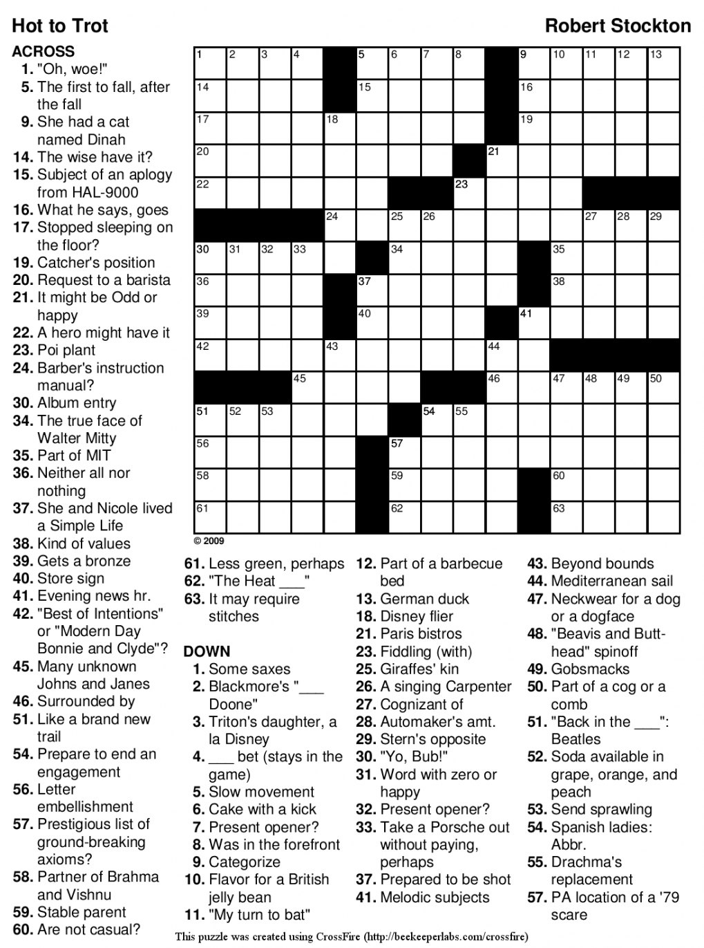 General Knowledge Easy Crossword Puzzles | Penaime - Free Printable - Free Online Printable Easy Crossword Puzzles