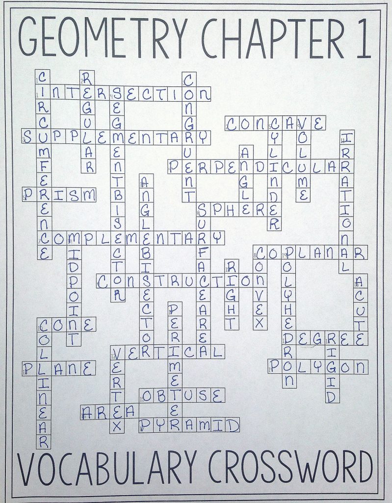 Math Vocabulary Crossword Puzzles Printable - Printable Crossword Puzzles