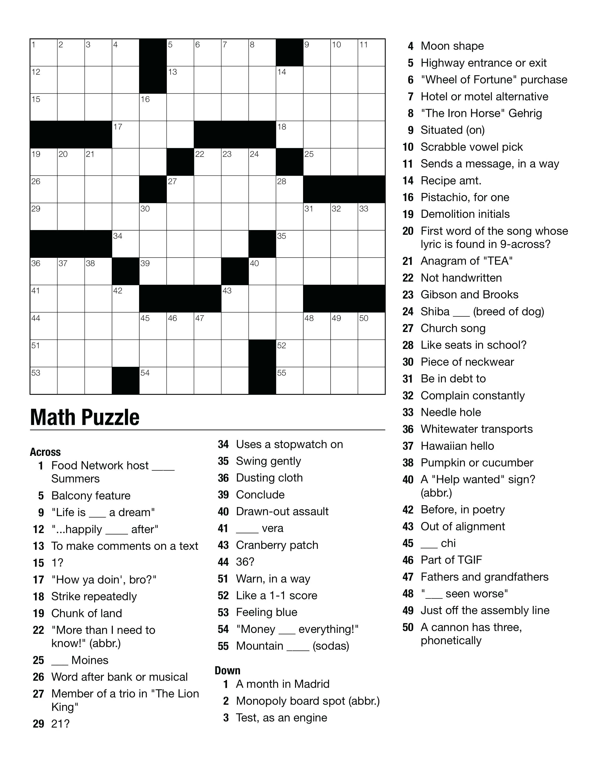Geometry Puzzles Math – Upskill.club - Printable Crossword Puzzles For Middle School Students