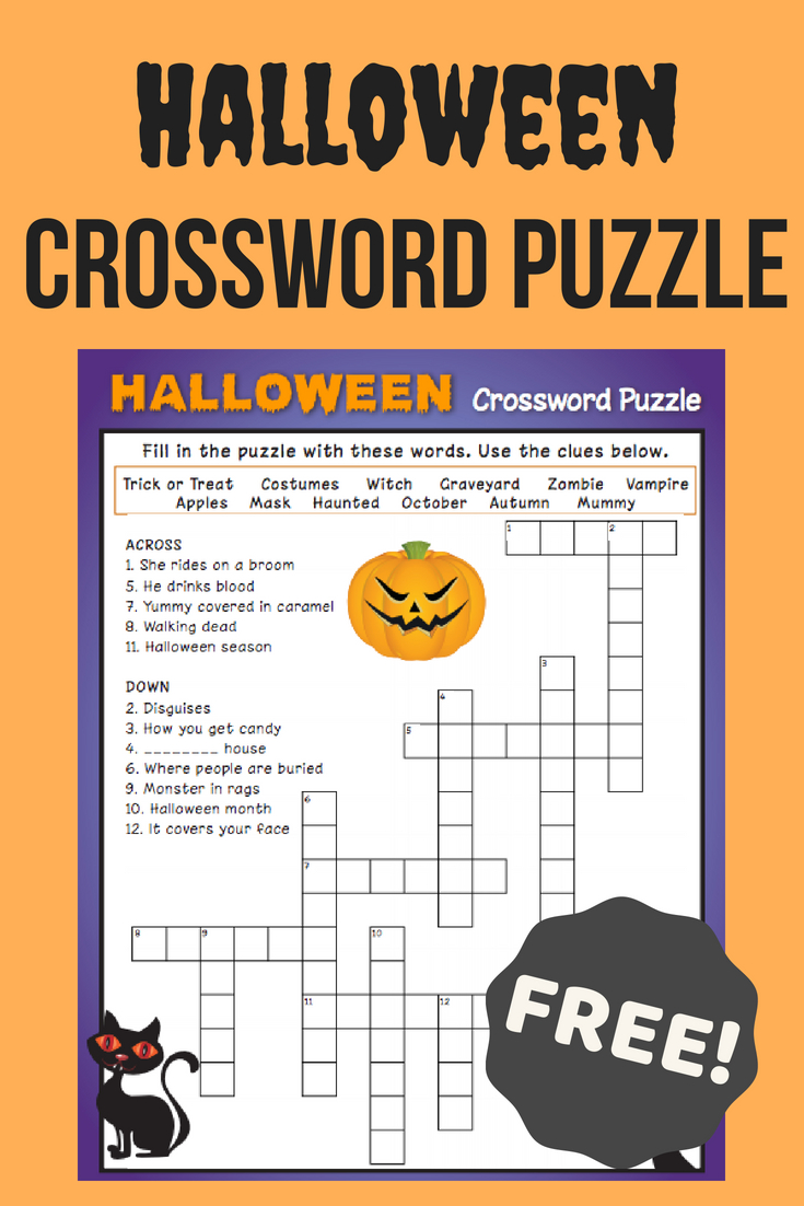 Halloween Crossword Puzzle #3 | Fall Fun | Halloween Crossword - Free Printable Crossword Puzzle #3
