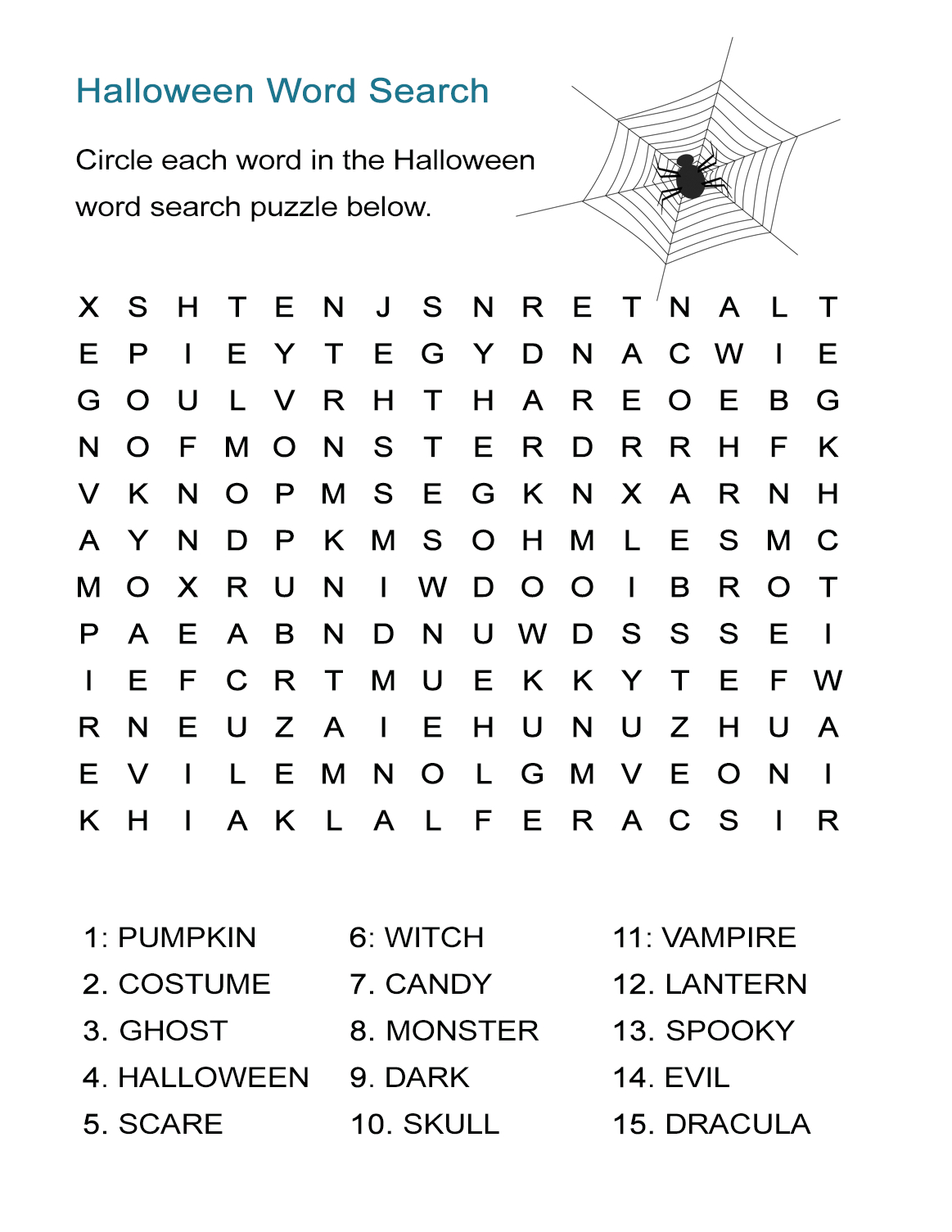 Halloween Word Search Puzzle: Find The Halloween Vocabulary In This - Printable Puzzle Word Search
