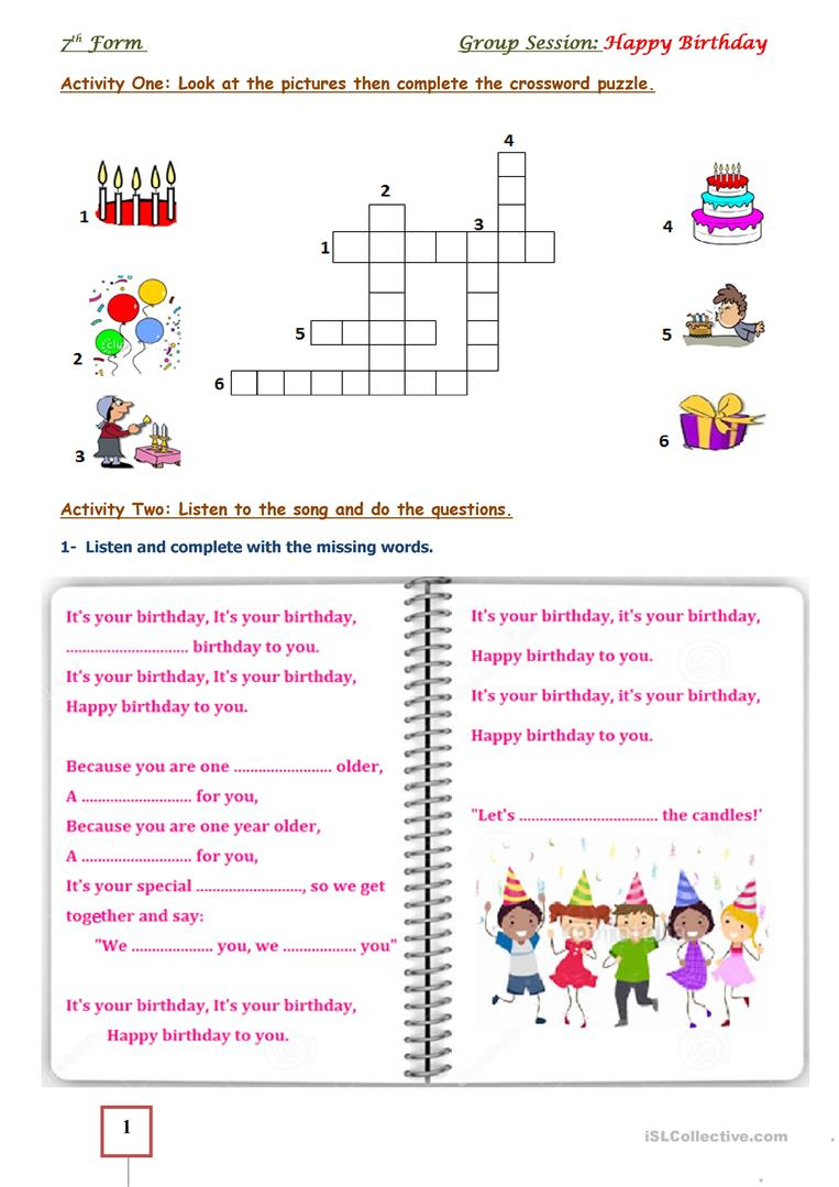 Happy Birthday Worksheet - Free Esl Printable Worksheets Made - Printable Birthday Puzzle