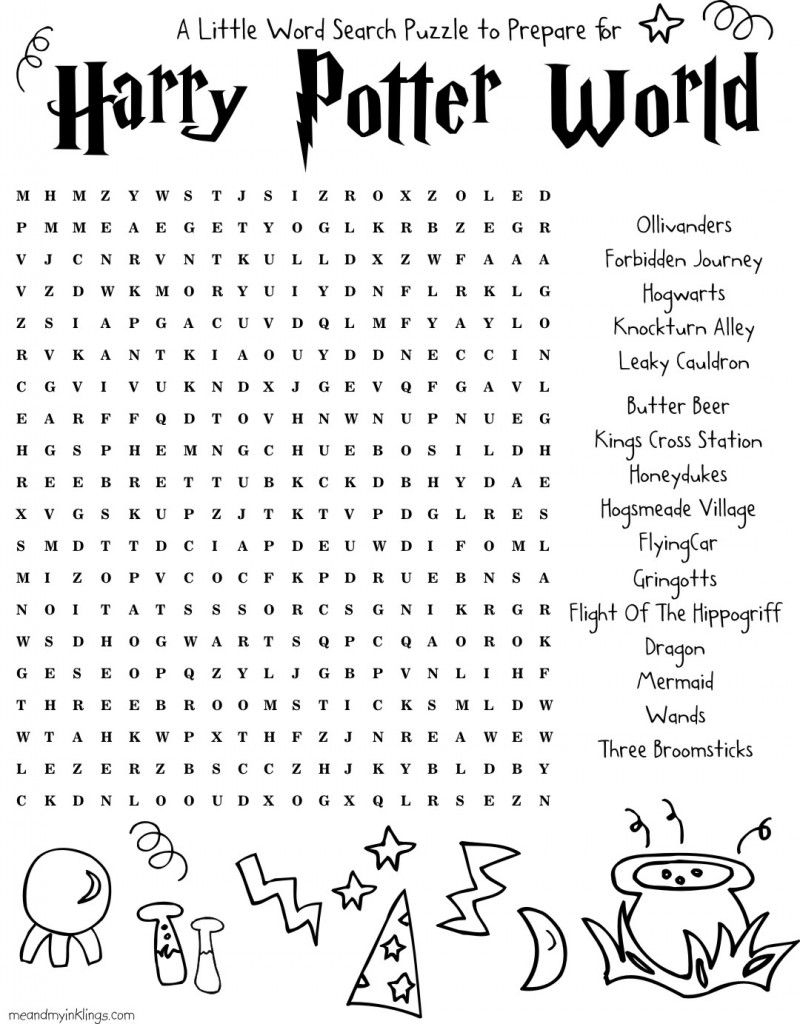 Harrypotter Free Word Search Puzzle And Planning Ideas For Universal - Free Printable Universal Crossword