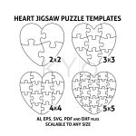 Heart Jigsaw Puzzle Templates Ai Eps Svg Pdf Dxf Files, Heart Shape   Printable Jigsaw Puzzles Pdf