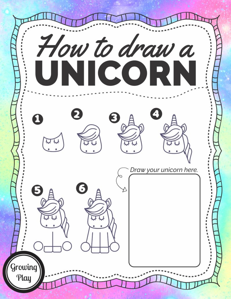 How To Draw A Unicorn - Free Printable - Growing Play - Printable Unicorn Puzzle
