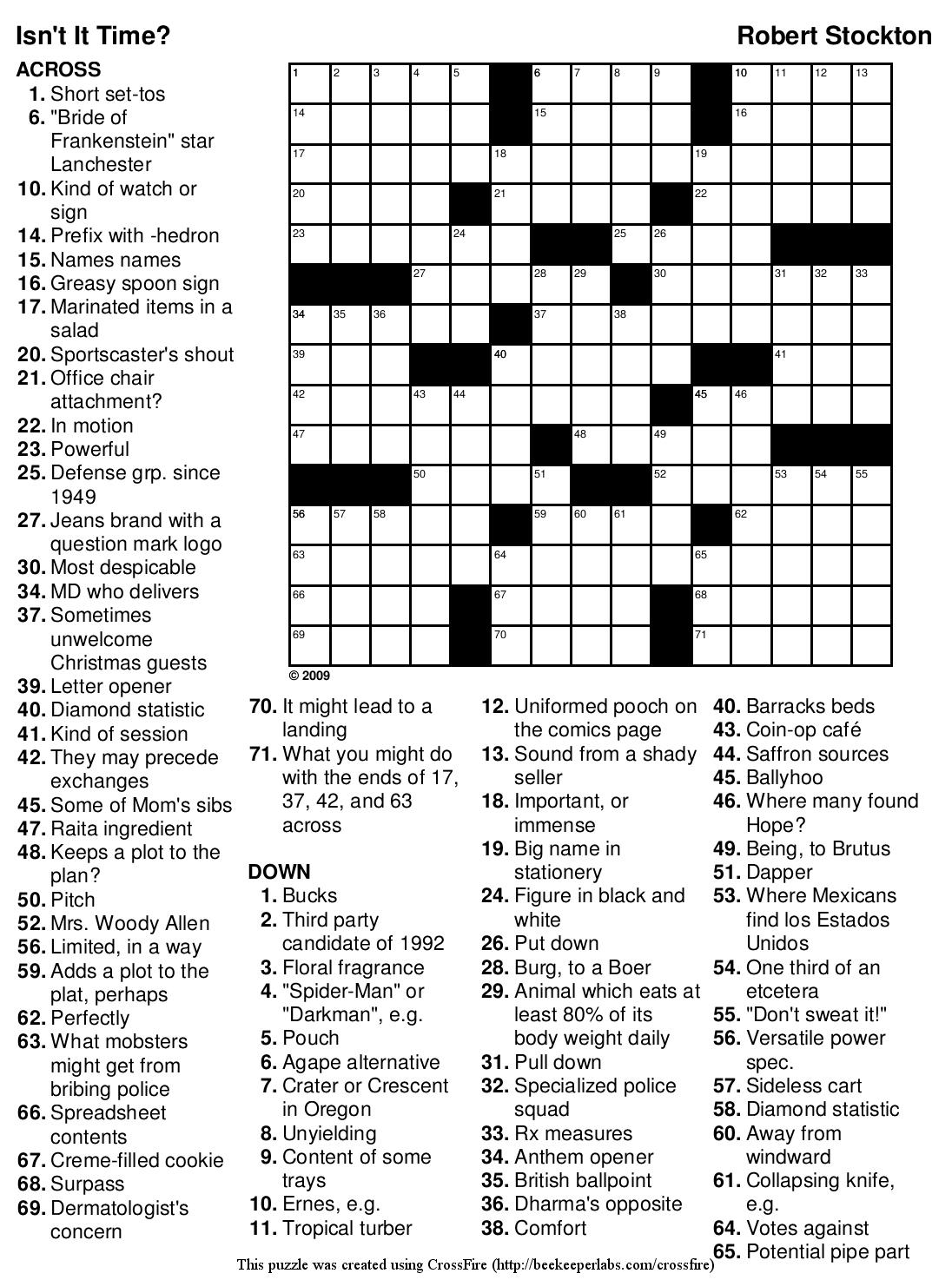September | 2010 | Matt Gaffney's Weekly Crossword Contest ...