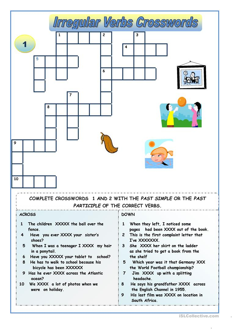 Irregular Verbs - Crossword Puzzles Worksheet - Free Esl Printable - Printable Crossword Puzzles Simple Present