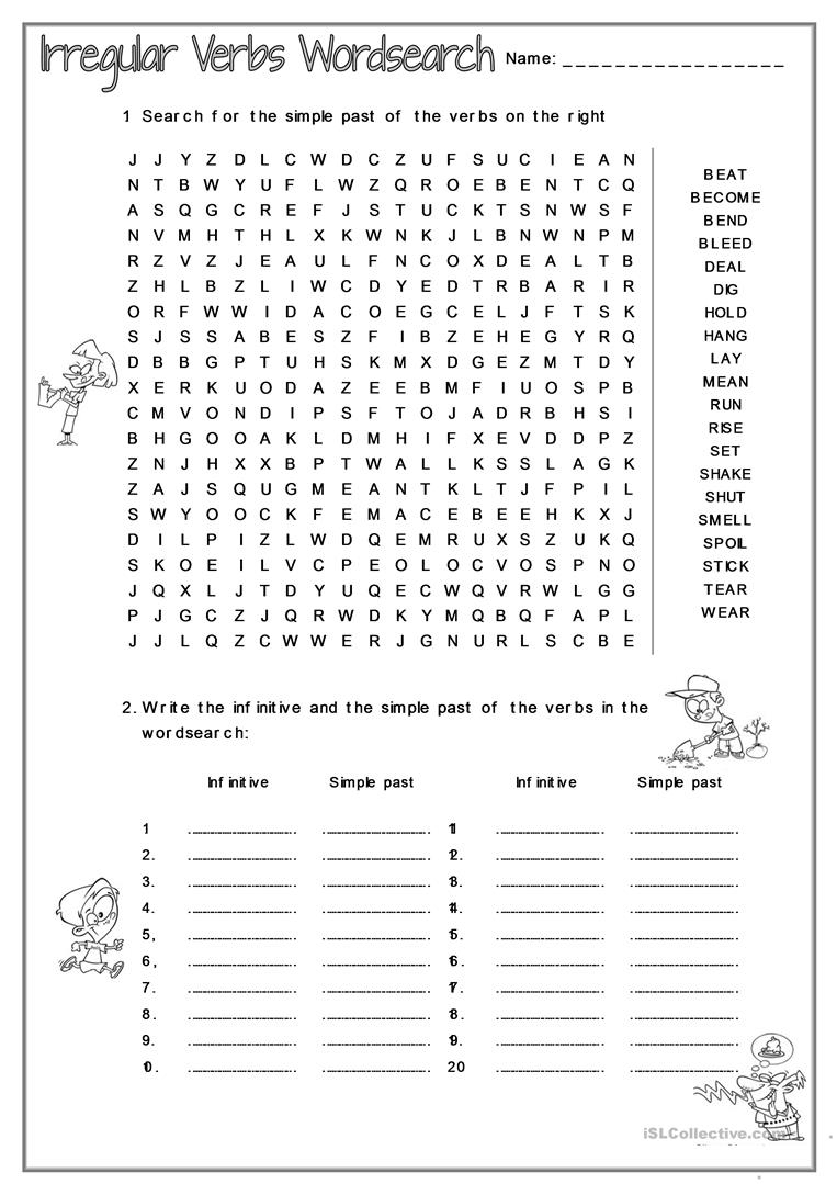 Irregular Verbs Word Search Puzzle 2 English Unite Printable Word Search Puzzles Verbs