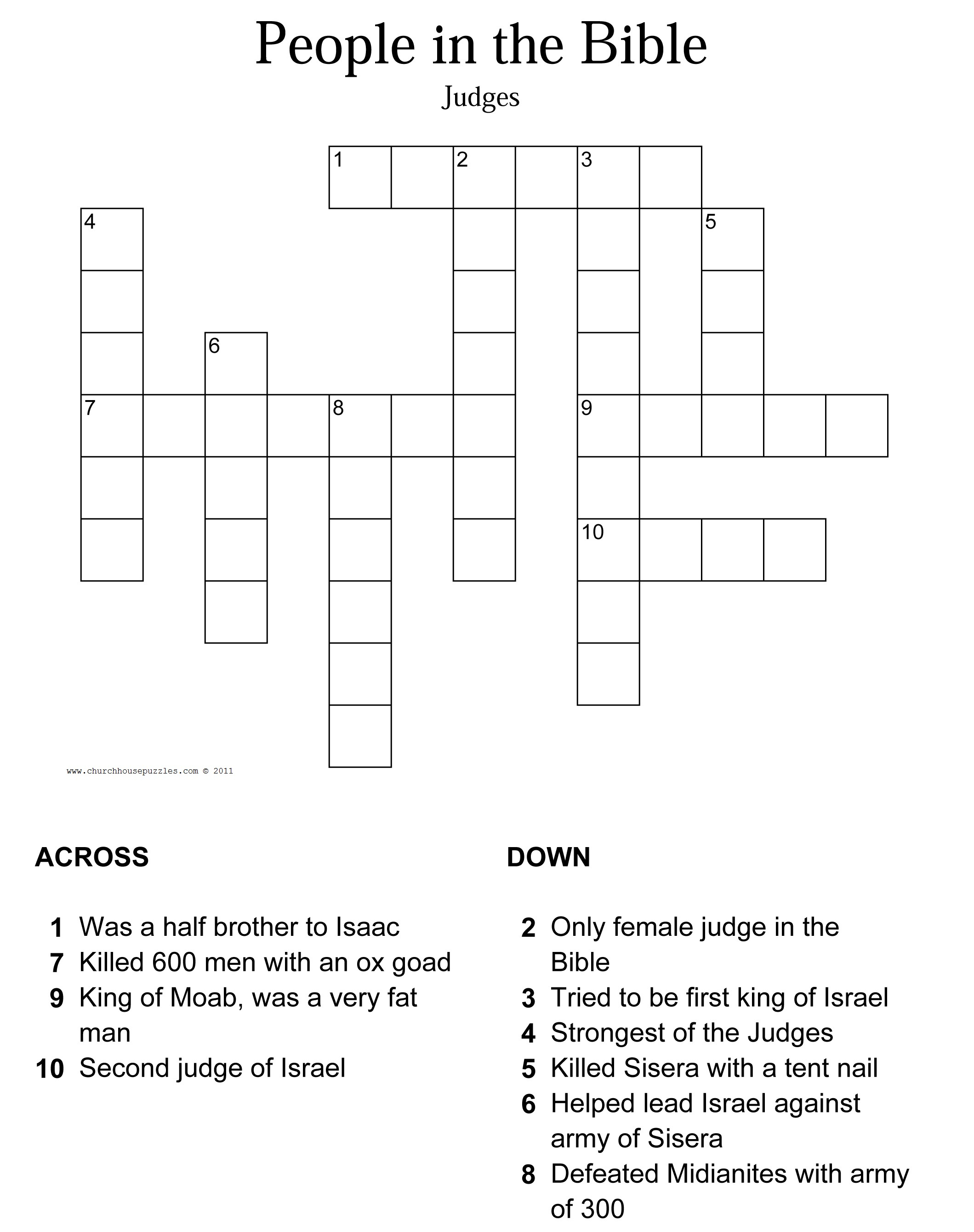 Bible Crossword Printable