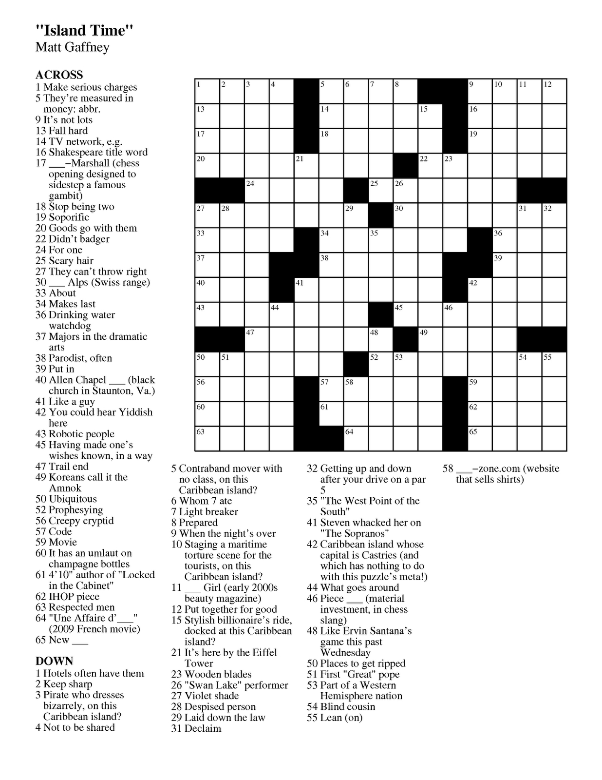 July | 2011 | Matt Gaffney&amp;#039;s Weekly Crossword Contest - Free Printable Crossword Puzzles October 2017