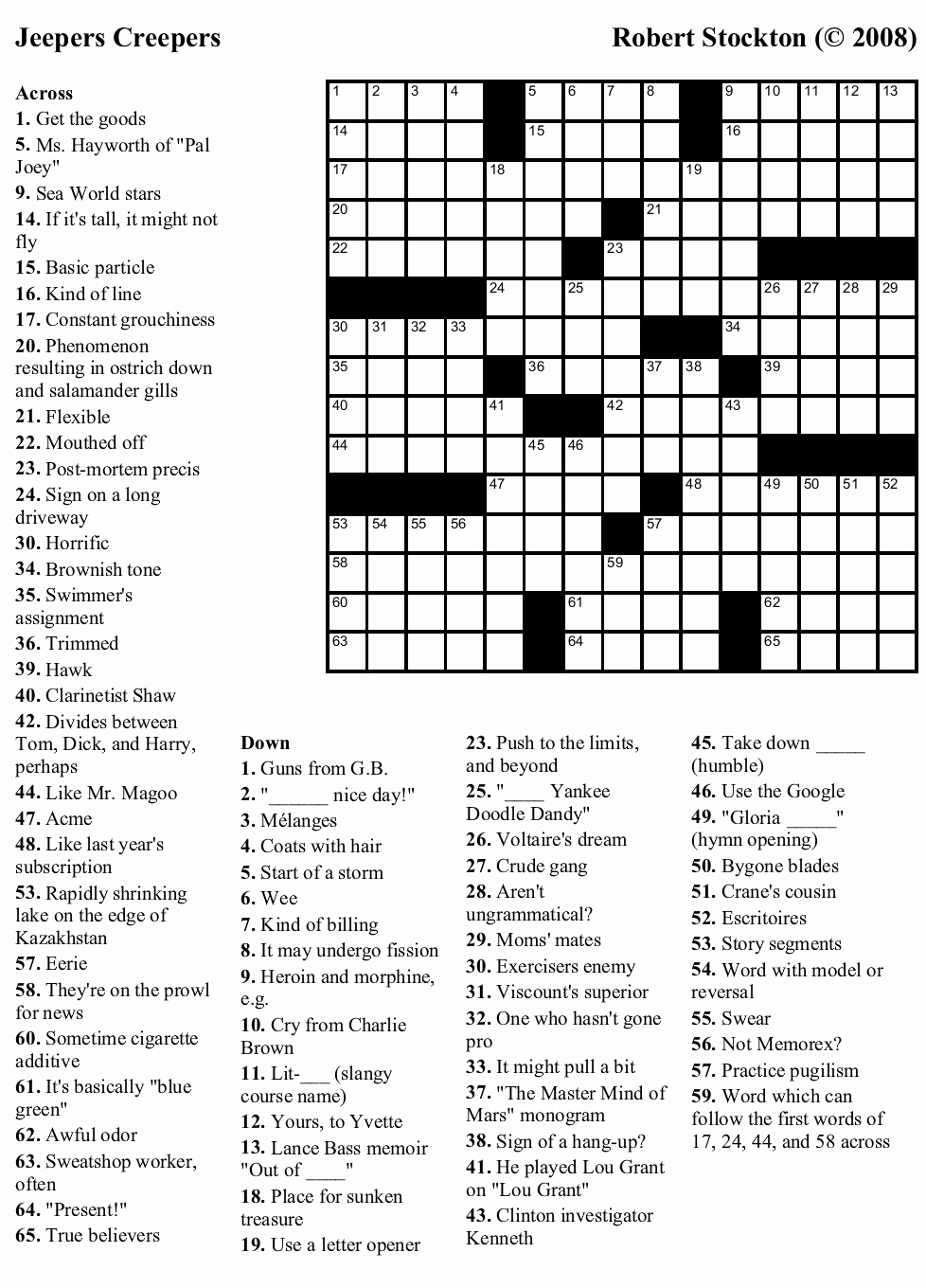 Free Printable Universal Crossword Puzzles Printable Crossword Puzzles