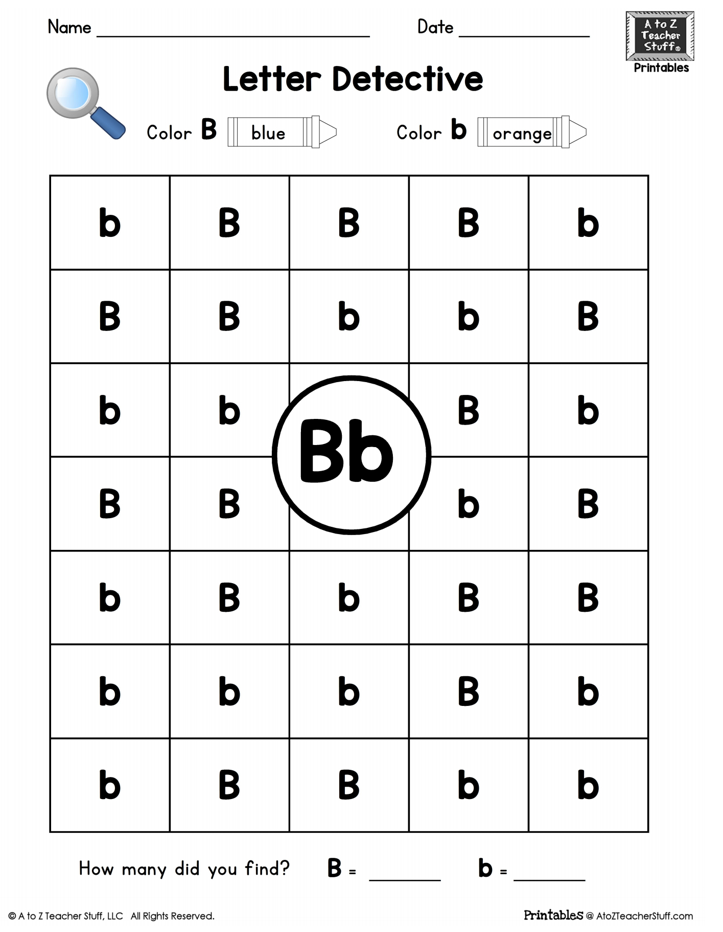 Letter B: Letter Detective Uppercase &amp;amp; Lowercase Visual - Letter B Puzzle Printable