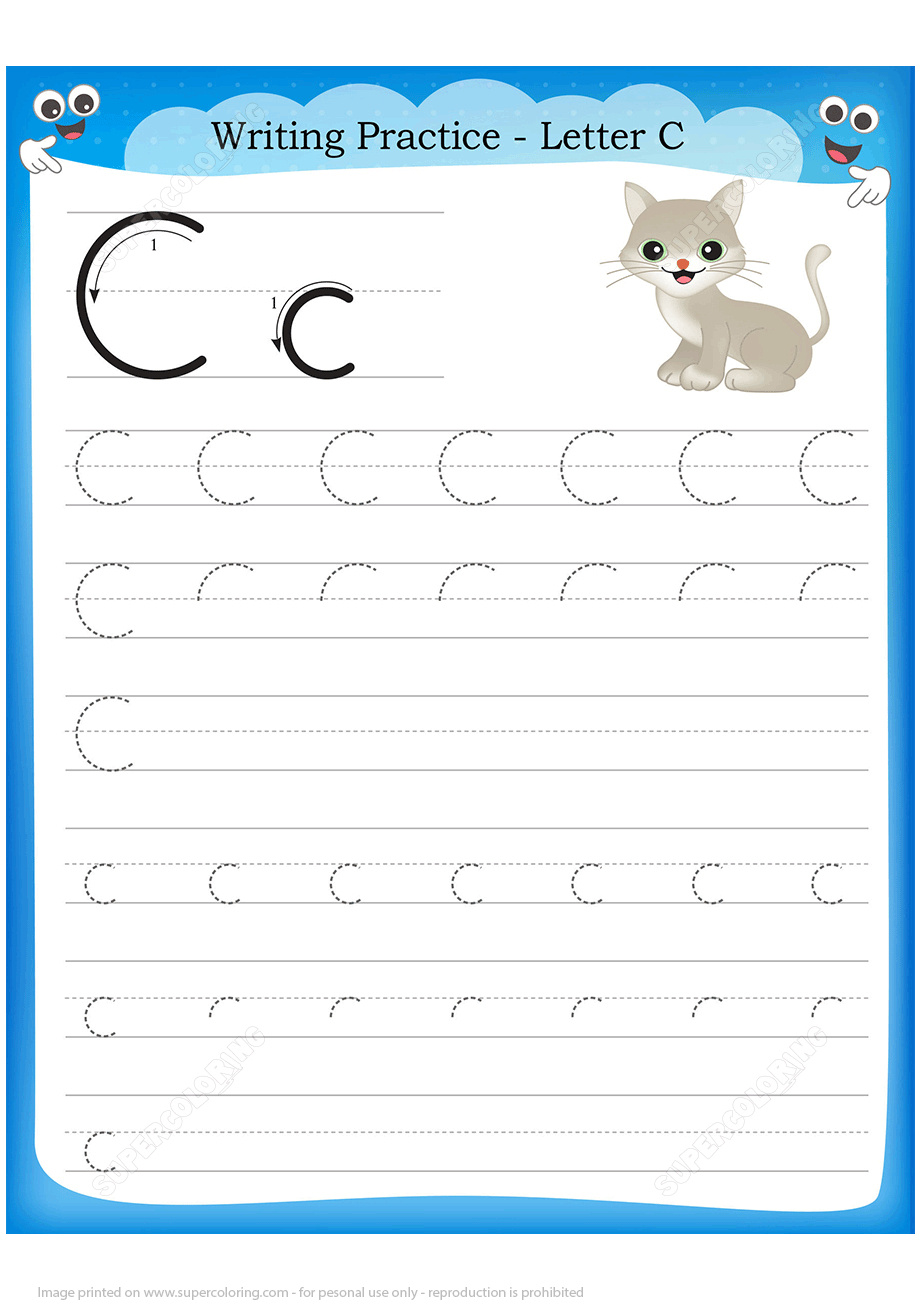 Letter C Is For Cat Handwriting Practice Worksheet | Free Printable - Letter C Puzzle Printable