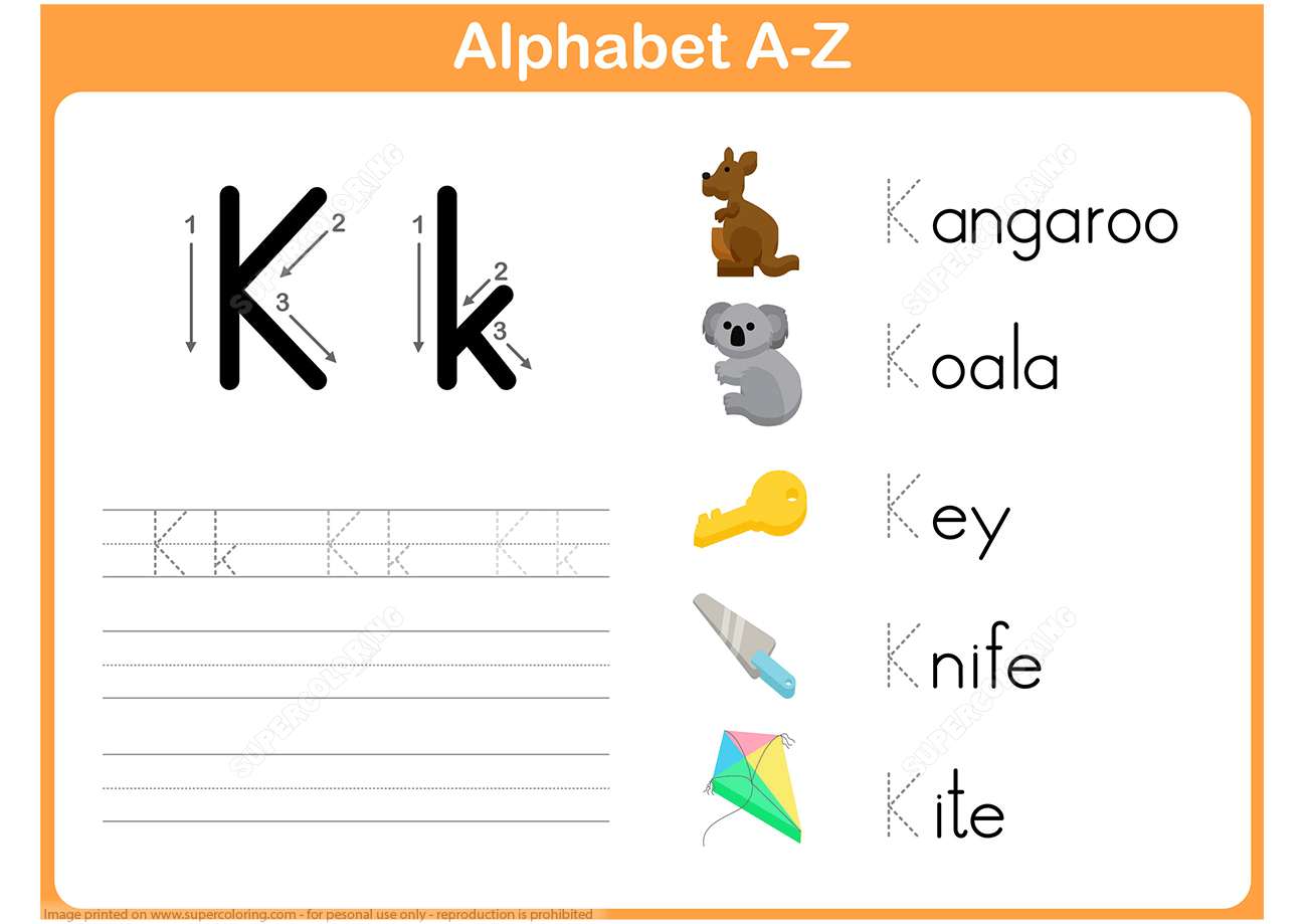 Letter K Tracing Worksheet | Free Printable Puzzle Games - K Print Puzzle