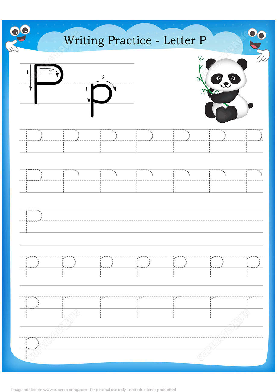 Letter P Is For Panda Handwriting Practice Worksheet | Free - Letter P Puzzle Printable
