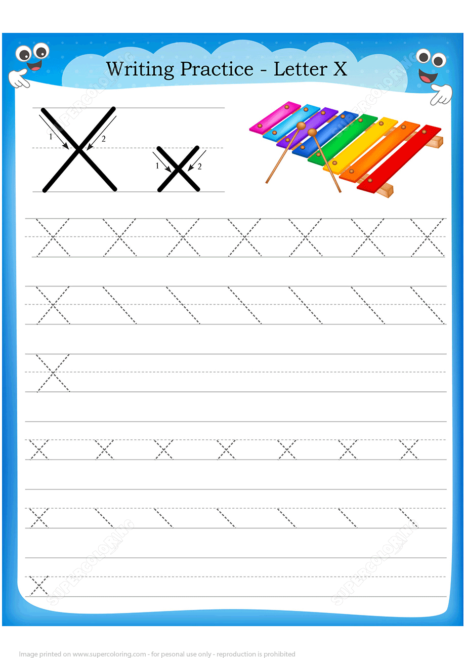 Letter X Is For Xylophone Handwriting Practice Worksheet | Free - X Puzzle Worksheet