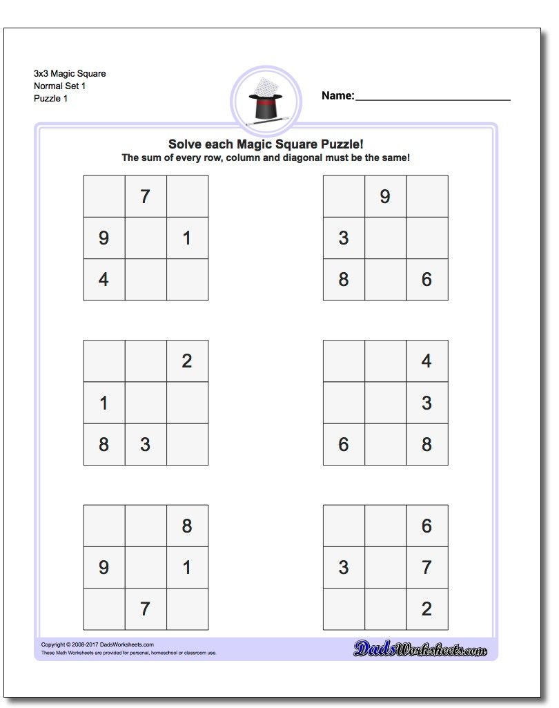Magic Square Puzzles This Page Has 3X3, 4X4 And 5X5 Magic Square - Kenken Puzzles Printable 5X5