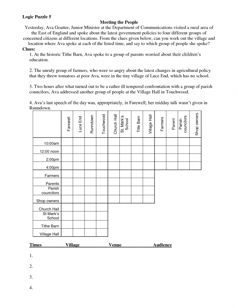 Printable Logic Puzzles For Middle School Printable Crossword Puzzles